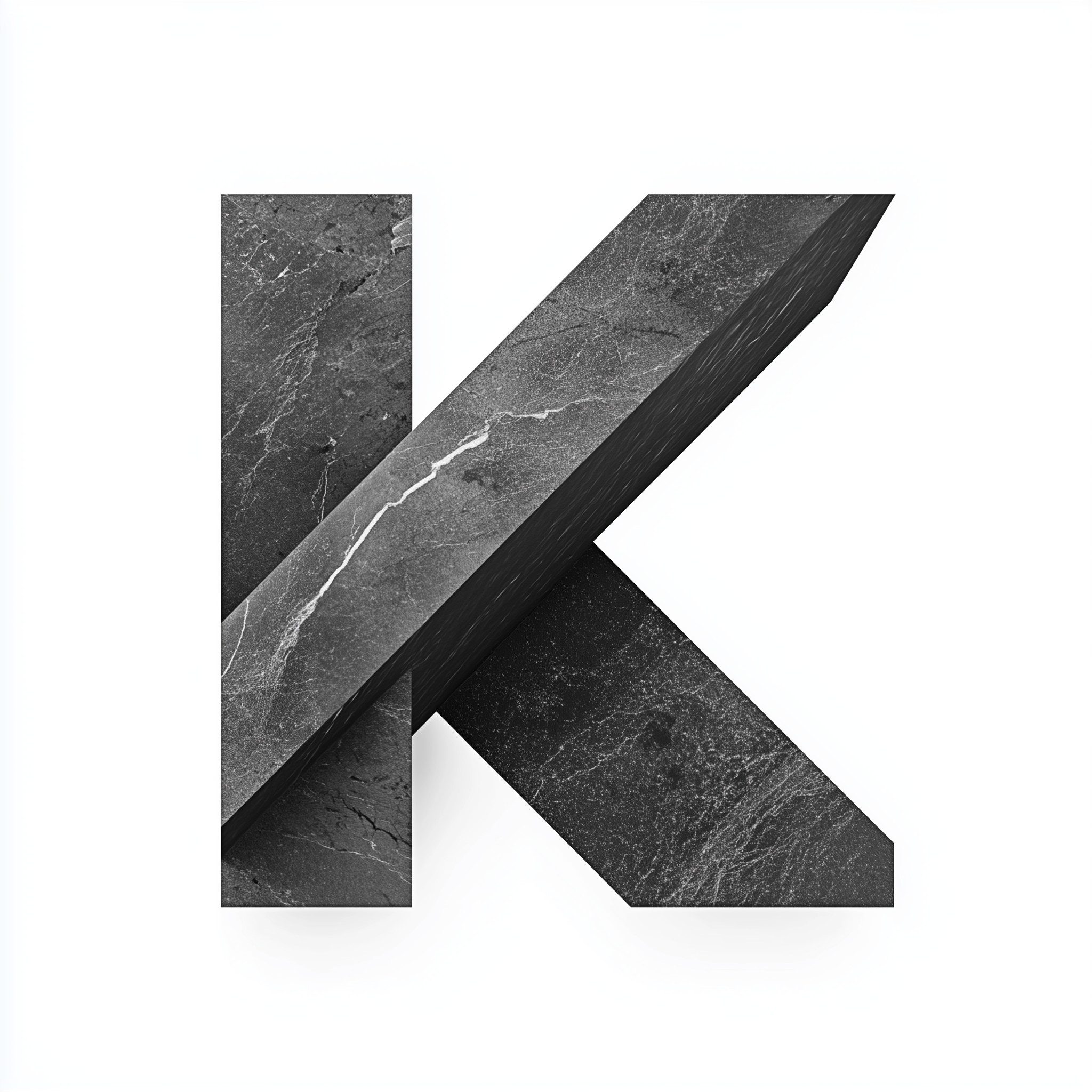 3D litera "K" z czarnego marmuru, idealna do zastosowań w kamieniarstwie w Bielsku, podkreślająca elegancję i trwałość materiałów kamieniarskich.
